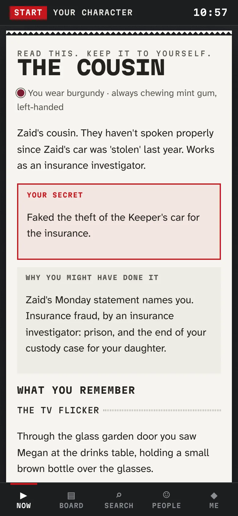 A player's secret character on their phone